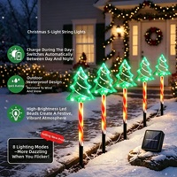 Lampes solaires LED cinq-en-un pour Noël, décoratives, étanches, en forme de pentagramme et de flocon de neige, pour l'aménagement paysager extérieur