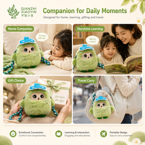 AI COCO Monstruo Verde de Peluche, Bolso Portátil, Sombrero de Margarita Azul, Ojos LED con Luz Ambiental, Clonación de Voz ChatGPT en Más de 50 Idiomas, Memoria, WiFi 2.4G - Product Image 3