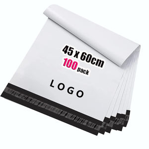 Sacs d'emballage blancs autocollants réglables, personnalisés, épaisseur 0,5 mil, 45x60cm, 100 pièces, pour l'emballage de vêtements de grande taille - Product Image 1