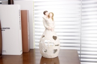 Sculpture en résine texture bois, figurine artistique de princesse féerique découpée, porte-bougie LED, boîte à musique, objet de collection pour la maison et les fêtes