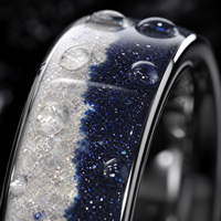 8mm Schwarzer Wolframcarbid-Ring mit Weißem Staub & Blauem Sandstein-Einlage, Polierter Herren-Ehering, Verlobungs- und Jubiläumsring, Geschenk