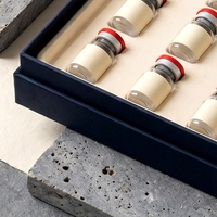 Boîte rigide personnalisée avec couvercle et base bleus pour flacons de peptides, 9 flacons, impression offset avec éponge