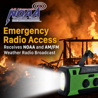 Radio NOAA con Manivela y Linterna, Batería Recargable de 5000 mAh, Alarma SOS, Kit para Campismo y Senderismo al Aire Libre