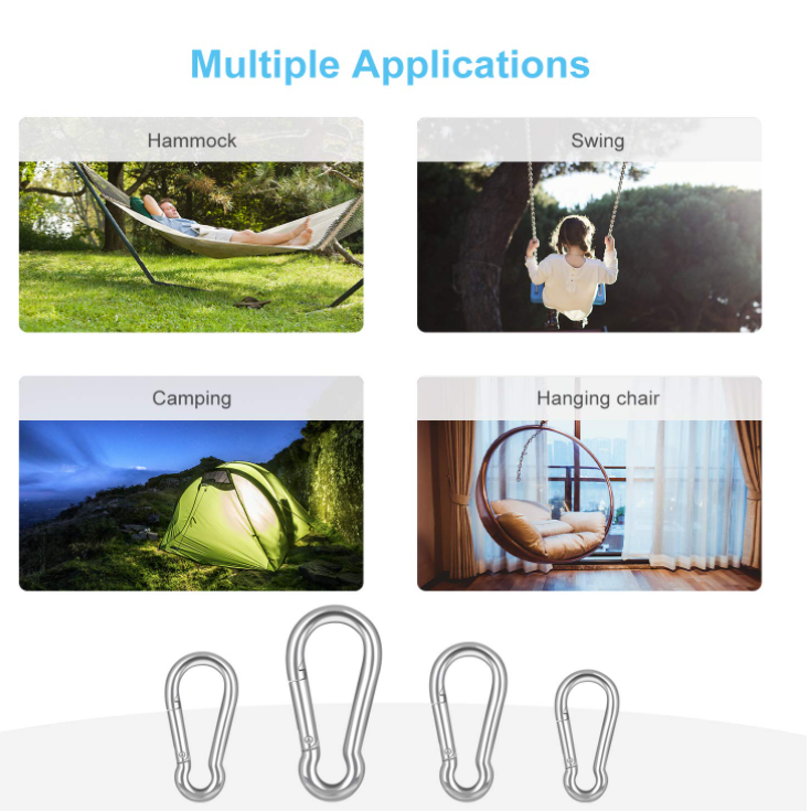 CBTONE 25 Pack 2 Inch Spring Snap Hook Stainless Steel 304 Clip Keychain Heavy Duty Quick Link Hook For Camping Fishing Hiking Traveling