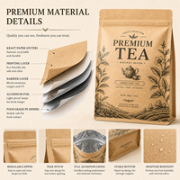 Sachets Doypack Personnalisés en Papier Kraft Écologique avec Fermeture Éclair, Intérieur PE Anti-humidité pour Café, Thé, Herbes – Vente en Gros