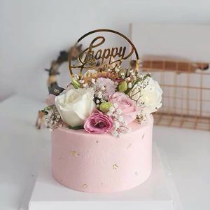 Suministros de pastel de fiesta personalizados, Decoración de Pastel acrílico de oro, plata y rosa, cartel de <span class=keywords><strong>feliz</strong></span> <span class=keywords><strong>cumpleaños</strong></span> - Product Image 1