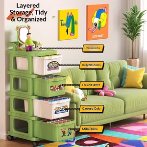 Carrito de Almacenamiento Móvil Cedar Space con 5 Niveles de Estantes Tipo Cajón y Ruedas Suaves para Organización de Sala de Estar y Hogar - Product Image 2
