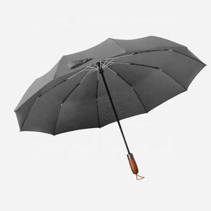 <span class=keywords><strong>Parapluie</strong></span> 3 plis à ouverture automatique pour hommes, design personnalisé, couleur unie, design compact, avec manche en bois durable - Product Image 4