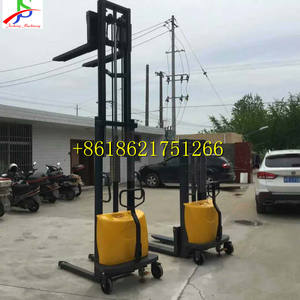Pasillos estrechos manual de la carretilla elevadora 1 ton 1,5 ton semi apilador eléctrico mini carretilla elevadora con ambos lados de las piernas hecho en china para la elevación - Product Image 3