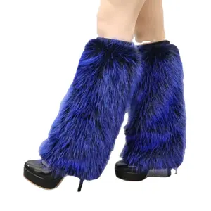 wholesale high knee fuzzy fur warmer for ladies winter style faux fur leggings for women