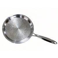 Poêle à pizza en acier inoxydable martelé antiadhésive, poêle peu profonde 304 de qualité alimentaire, compatible induction, plateau multi-usages pour crêpes