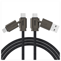 Câble de charge multi-usage tressé 4-en-1 240W USB C vers Type C, chargeur rapide compatible avec téléphone, ordinateur portable, Android, répartiteur 2-en-2