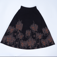 Jupe trapèze mi-longue taille haute décontractée en mélange de laine tricotée respirante à imprimé floral vintage français