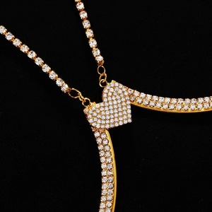 2023 Top mode femmes <span class=keywords><strong>corps</strong></span> bijoux strass orné soutiens-gorge chaîne collier Double pendentif <span class=keywords><strong>coeur</strong></span> pour fête mariage plage - Product Image 3
