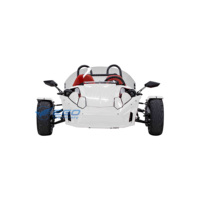 Tricycle électrique EGO White Open Top à 3 roues, voiture de sport convertible avec sièges rouges et roues noires <150 ch
