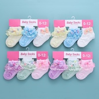 Princesse mignon respirant dentelle nœud papillon couleur bonbon été maille infantile chaussettes coton joli amour bébé fille chaussettes