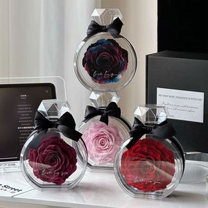 Hecho a mano elegante flor para siempre caja de regalo del Día de San Valentín presente Real preservado inmortal eternidad rosa en una caja de diamante Acrílico - Product Image 1