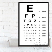Test de l'oeil moderne Tableau Snellen Art mural Peinture Impression sur soie Toile Poster Home Eye Ruler