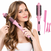 Brosse chauffante pour boucler les cheveux, fer à friser rond chauffant, outil de coiffage volumisant pour la maison et le salon
