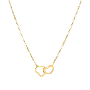Collier romantique en acier inoxydable, pendentif avec Double cœur croisé, bijoux pour femmes, mignon - Product Image 6