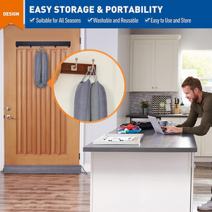 Weighted <strong>Long</strong> Wind Blocker Draft Guard for Bottom of <strong>Door</strong> Noise Resist 36 Inch Reusable Heat Preserve Grey Wall <strong>Door</strong> <strong>Stopper</strong> - Product Image 3