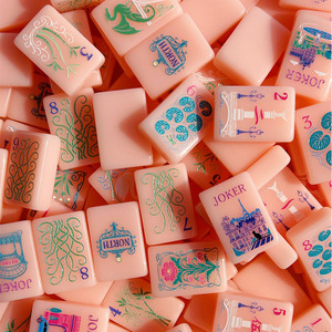 Juego de Fichas de Mahjong de Acrílico Rosa Jade, Lujoso y Elegante, 160 Piezas, Portátil, Estilo Americano, Tema Torre Eiffel, Bicicleta y <span class=keywords><strong>Metro</strong></span> - Product Image 3