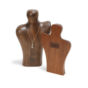 Présentoir à bijoux en bois marron élégant de style <span class=keywords><strong>vintage</strong></span>, <span class=keywords><strong>buste</strong></span> de mannequin pour colliers - Product Image 3