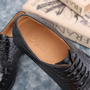 Zapatos Oxford de Piel de Cocodrilo para Hombre – Zapatos de Vestir Clásicos de Diseñador, Zapatos Formales de Negocios con Cordones y Punta en Pico - Product Image 5
