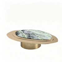 Table basse en marbre Dream Home à niveaux concentriques, avec bordure en métal doré, piétement en marbre vert naturel, mobilier de salon design