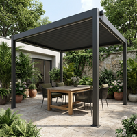 Pergola manuelle en acier à lames orientables avec structure en aluminium, simple couche, réglable, pour patio extérieur et jardin