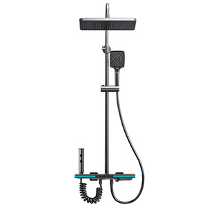 Set <span class=keywords><strong>Doccia</strong></span> <span class=keywords><strong>da</strong></span> Parete Quadrato in Rame Grigio Canna di Fucile di Alta Qualità con Display Digitale Intelligente e Barra Scorrevole per Casa - Product Image 6