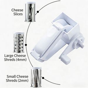 Premium Manual <b>Rotary</b> <b>Cheese</b> <b>Grater</b> Slicer Stainless Steel Plastic Handle Kitchen Tool Protective Cover for <b>Cheese</b> Chocolate - Product Image 2
