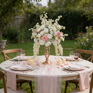 Grande boule de fleurs artificielles en soie (pivoines, hortensias, roses) rose de la marque DKB Factory pour la décoration de centre de table de mariage - Product Image 1