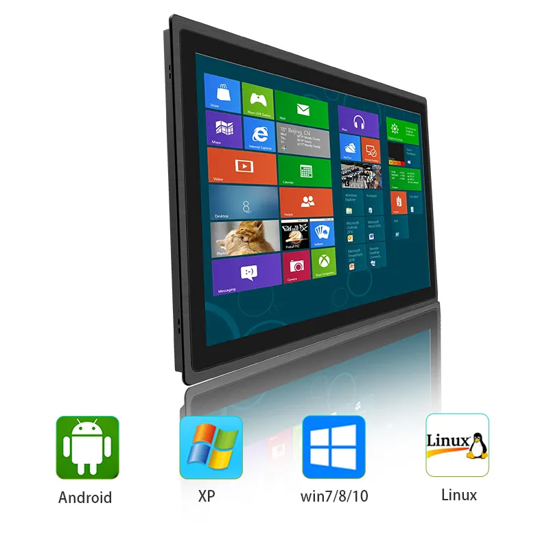 23.6 inch 1920*1080 ips panel full hd pure flat embedded tv monitor PCAP touch screen monitor with VGA/DVI/USB