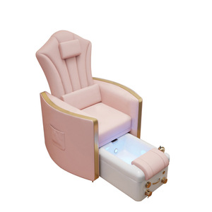 Fauteuil de pédicure électrique rose inclinable pour salon de manucure, spa, massage des pieds, siège réglable avec lampe LED - Product Image 1