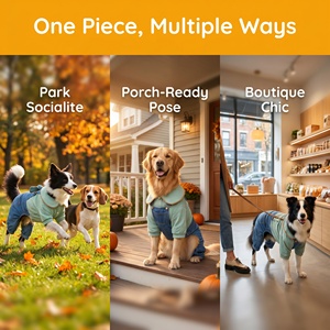 Salopette élégante de style britannique avec col à nœud et bretelles pour petits chiens et chats - Product Image 4