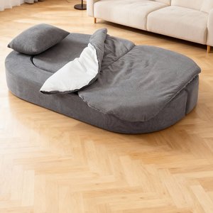 <b>Modern</b> Folding <b>Sofa</b> <b>Bed</b> Convertible Futon Sleeper <b>Bed</b> 2-in-1 Foldable Floor Mattress 2 Pillows Breathable Living Room - Product Image 6