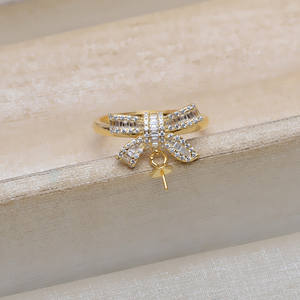 Anillo Abierto Ajustable de Plata S925 con Forma de Lazo de Mariposa, para Perlas de 8-10 mm, Accesorio, Soporte Vacío JG5177 - Fornituras y Componentes de Joyería - Product Image 3