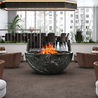 Brasero rond en béton pour extérieur, table de feu au propane pour jardin et patio avec pierres de lave et bûches