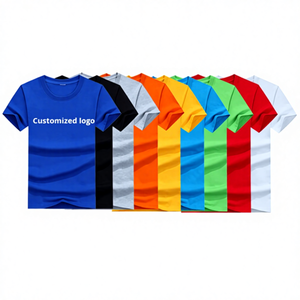 Promotional Vintage Solid Logo Printed 100% Cotton Crewneck Short Sleeve Summer Cultural Youth Team Workwear Uniform Shirts 200g