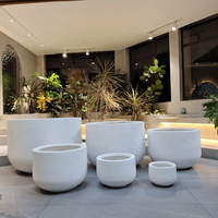 Europe Pots de plantes en argile blanche et en ciment Pots décoratifs d'extérieur pour hôtels Grand pot de jardinière à cylindre rond en fibre de verre