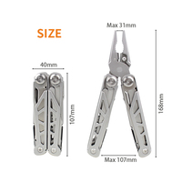 Kit multi-outils pliable en acier inoxydable avec clé, tournevis, lame, lime, pinces et couteau pliant - Haute qualité, garantie 1 an