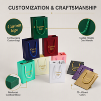 Individuell Bedruckte Schmuck-Papiertüten mit Metallkordel-Griffen Mini-Geschenkverpackungstaschen für Ringe Halsketten Boutique Einzelhandel