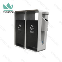 DA-306 96L Commercial Double Poubelle Extérieure Recyclable avec Cigarette Poubelle Rue Extérieur Parc Poubelle 2 Compartiments