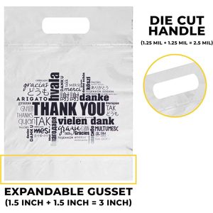 Thank You Plastic <b>Bags</b> BOPP Patch Handle Reusable Digital Printing Business Shopping - Product Image 2