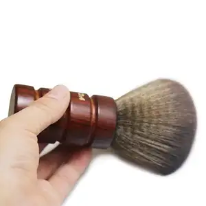 Custom Private Label Hairdresser Wooden Long Handle Neck Duster Brushes Soft Bristle Hair Brush For Hair Cleaning