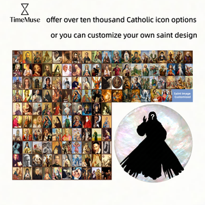Collar con Colgante de <span class=keywords><strong>San</strong></span> Jorge Pintado <span class=keywords><strong>a</strong></span> Mano en Piedra Lapislázuli, Artículo Religioso con Imagen de Santo Católico, Amuleto Personalizado - Product Image 3