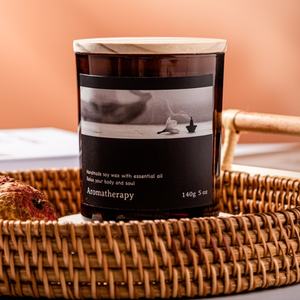 Velas de soja de lujo con etiqueta privada de color personalizado, 4oz, 6oz, 8oz, tarro de cristal mate, vela perfumada con tapas de madera - Product Image 4