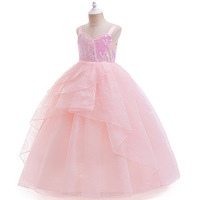 Vestido de lujo rosa con lentejuelas princesa magia mala bruja Cosplay traje de actuación vestido de fiesta de cumpleaños para niñas