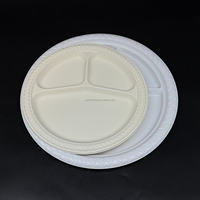 Plateau alimentaire à 9 compartiments du fabricant, pack combo Thali, plat divisé, plateau rond pour servir les repas, plateau en amidon de maïs